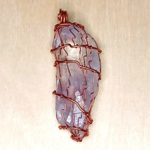 Natural Quartz Stone / Copper Pendant